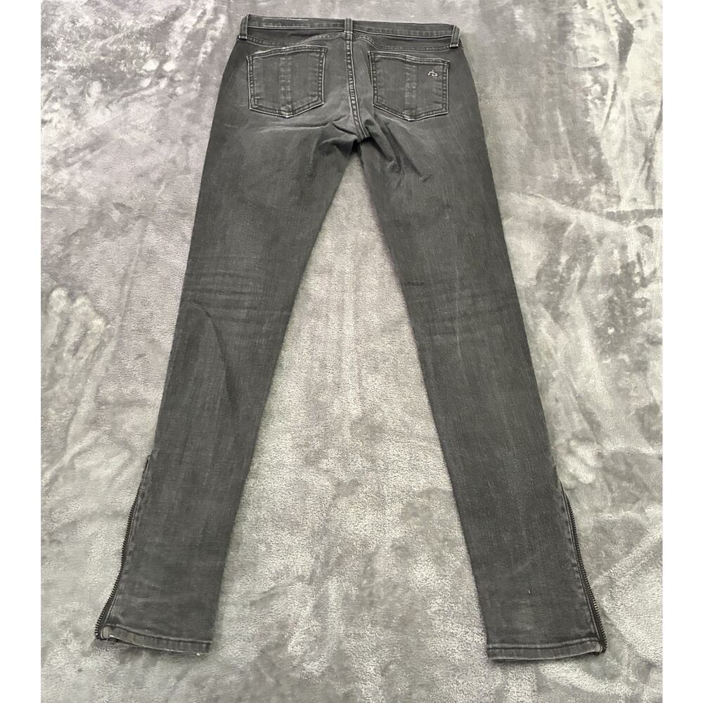 Rag & Bone Jeans Womens 27 Black Skinny Moto Distressed Zippered Leg - Picture 4 of 13